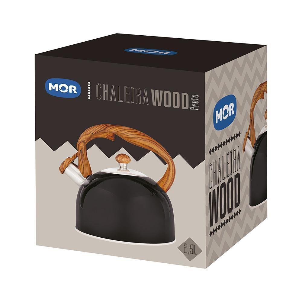 Chaleira Wood Em Inox 2,5 Litros Com Apito Mor Preto - 4
