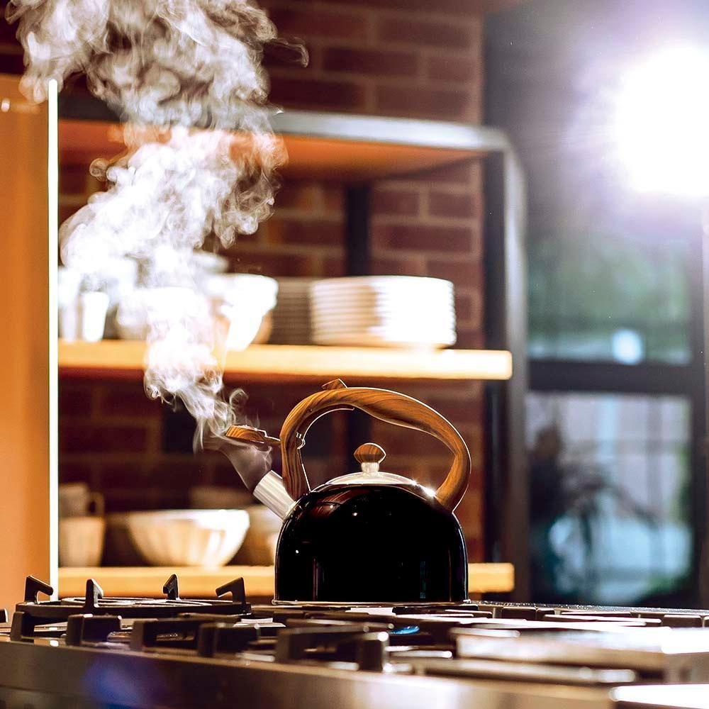 Chaleira Wood Em Inox 2,5 Litros Com Apito Mor Preto - 9