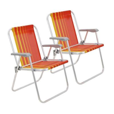 Kit 2 Cadeira De Praia Camping Alumínio Samoa Laranja Tramontina