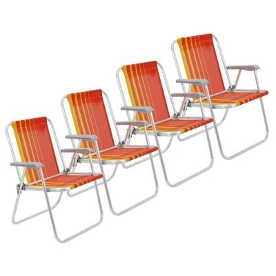 Kit 4 Cadeira De Praia Camping Alumínio Samoa Laranja Tramontina