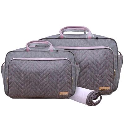 Kit Bolsas Maternidade Bebê Classic Premium Cinza E Rosa