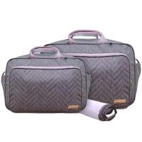 Kit Bolsas Maternidade Bebê Classic Premium Cinza E Rosa - 1