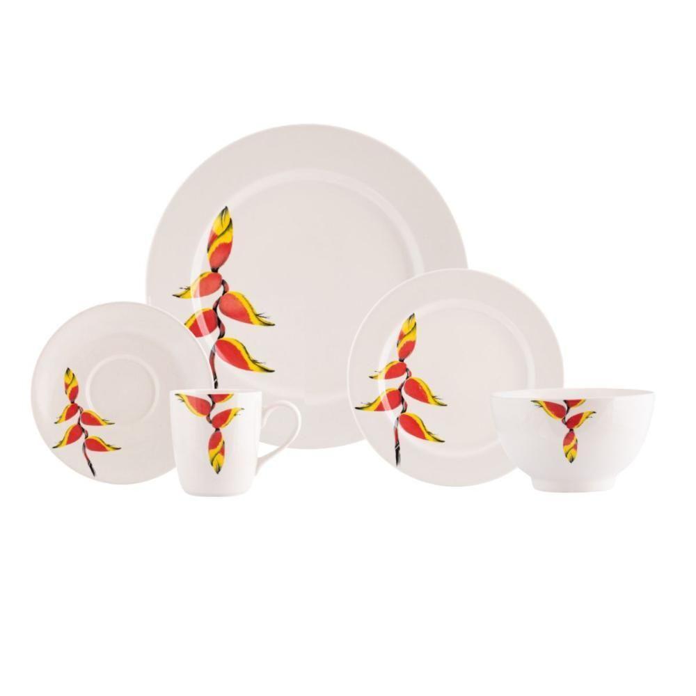Jogo De Jantar 40 Peças Tropical Porcelana Real By Schmidt - 1