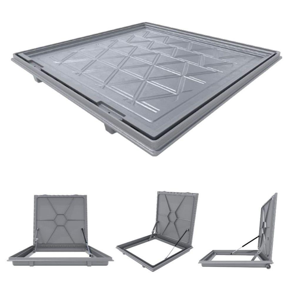 Tampa Casa Maquina 100x100cm Com Rebaixo Para Alumínio Cinza - 1