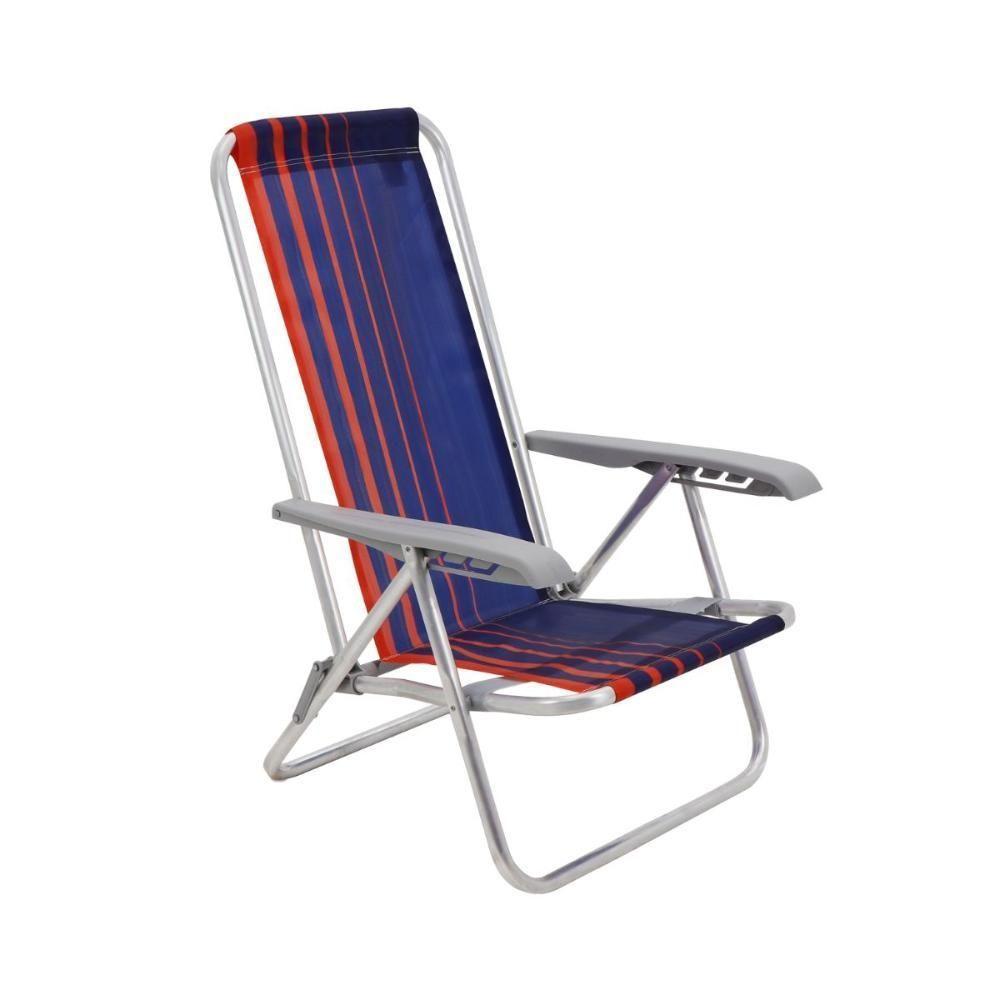Kit 2 Cadeira De Praia Camping Reclinável Alumínio Bali Azul Marinho Tramontina - 2