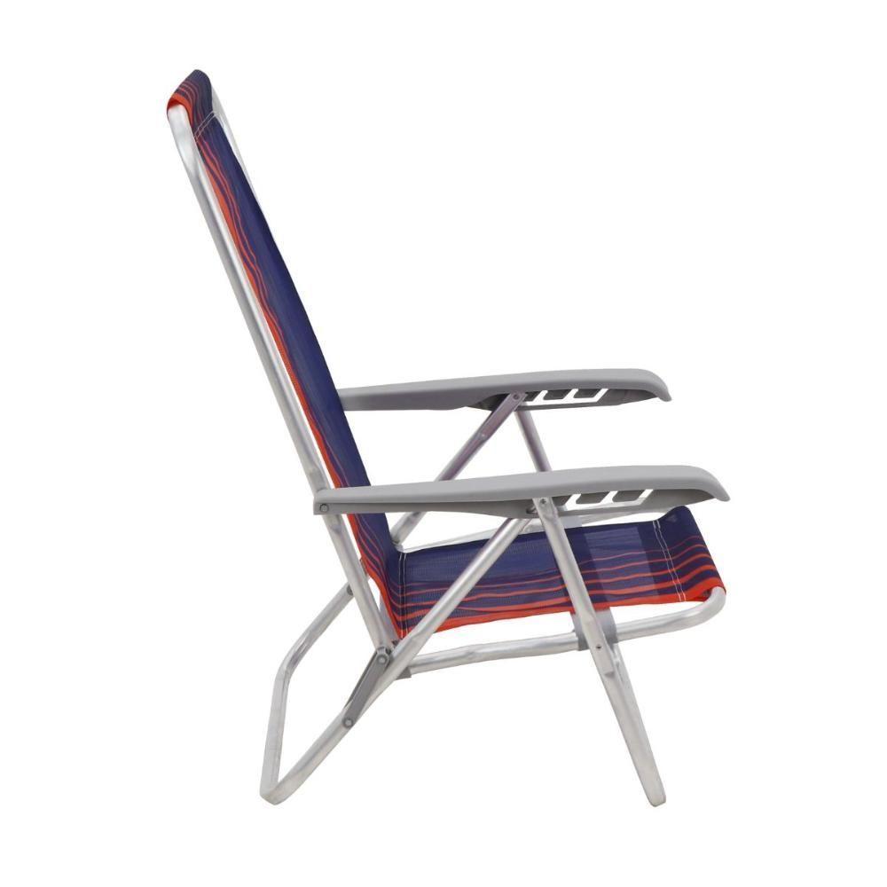 Kit 2 Cadeira De Praia Camping Reclinável Alumínio Bali Azul Marinho Tramontina - 3