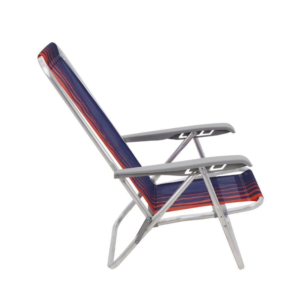 Kit 2 Cadeira De Praia Camping Reclinável Alumínio Bali Azul Marinho Tramontina - 4