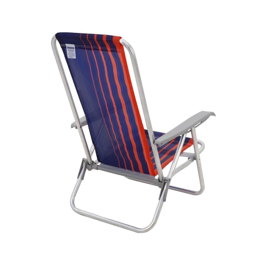 Kit 2 Cadeira De Praia Camping Reclinável Alumínio Bali Azul Marinho Tramontina - 7