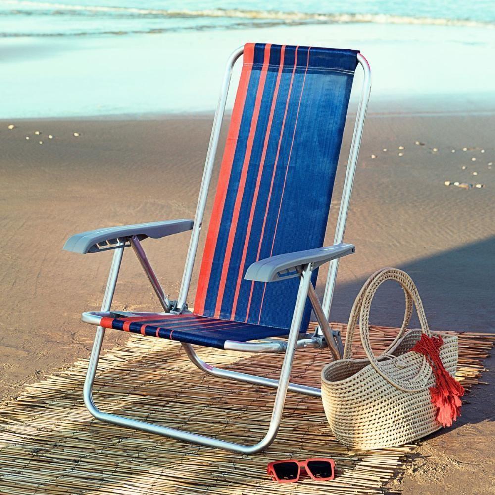 Kit 2 Cadeira De Praia Camping Reclinável Alumínio Bali Azul Marinho Tramontina - 10