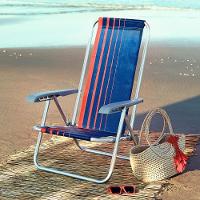 Kit 2 Cadeira De Praia Camping Reclinável Alumínio Bali Azul Marinho Tramontina - 10