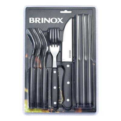 Conjunto Brinox De Talheres Jumbo Para Churrasco 8 Peças Linha Churrasco Preto Preto