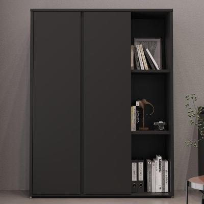 Kit - Livreiro Multiuso Alto 2 Portas 4 Prateleiras com Nicho Oslo - Preto