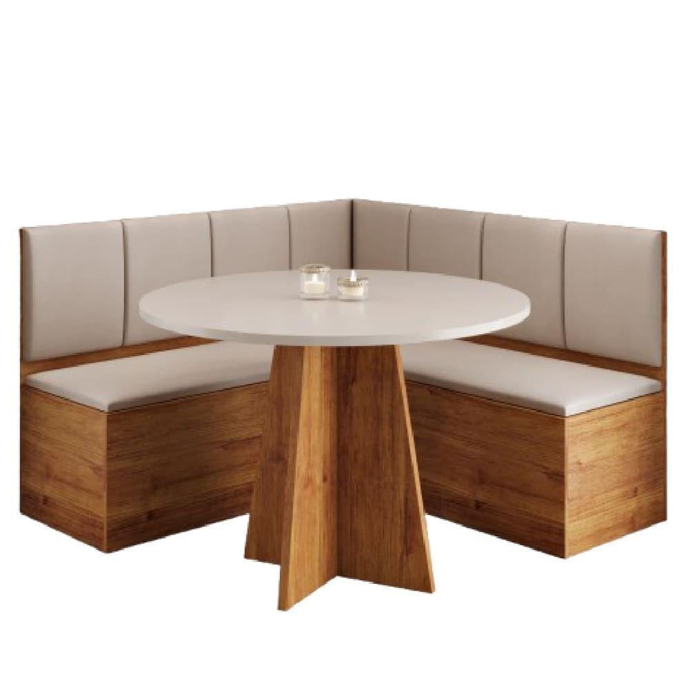 Conjunto Sala De Jantar Canto Alemão Com Baú Liebe Com Mesa Fin Veludo Viero Madeirado - 1