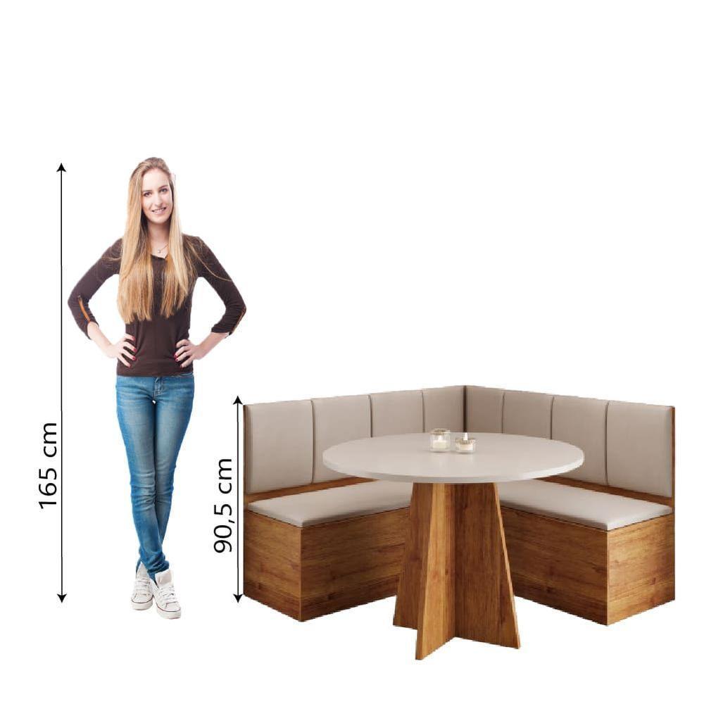 Conjunto Sala De Jantar Canto Alemão Com Baú Liebe Com Mesa Fin Veludo Viero Madeirado - 6