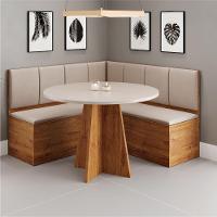 Conjunto Sala De Jantar Canto Alemão Com Baú Liebe Com Mesa Fin Veludo Viero Madeirado - 2