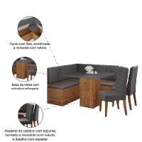 Conjunto Sala De Jantar Canto Alemão Com Baú Liebe Com Mesa Lord E 2 Cadeiras Bele Veludo Viero Madeirado / Cinza - 2