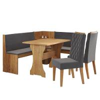 Conjunto Sala De Jantar Canto Alemão Arnis Com 2 Cadeiras Bele Veludo Viero Madeirado / Cinza - 1