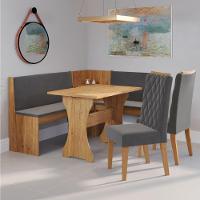 Conjunto Sala De Jantar Canto Alemão Arnis Com 2 Cadeiras Bele Veludo Viero Madeirado / Cinza - 2