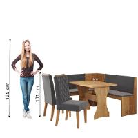 Conjunto Sala De Jantar Canto Alemão Arnis Com 2 Cadeiras Bele Veludo Viero Madeirado / Cinza - 6