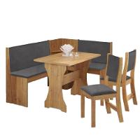 Conjunto Sala De Jantar Canto Alemão Arnis Com 2 Cadeiras Sone Veludo Viero Madeirado / Cinza - 1