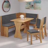 Conjunto Sala De Jantar Canto Alemão Arnis Com 2 Cadeiras Sone Veludo Viero Madeirado / Cinza - 2