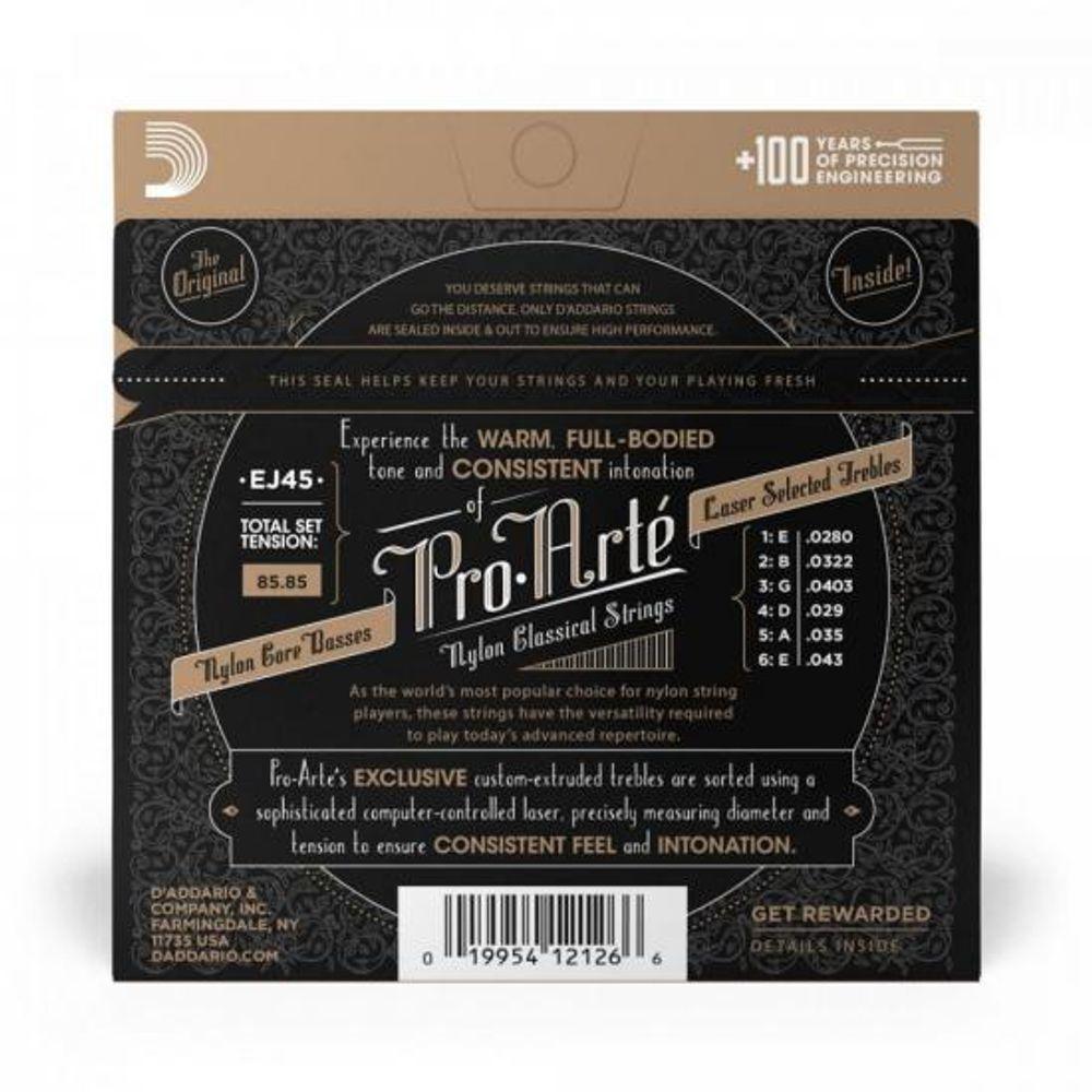 Encordoamento Violão Nylon Tensão Media Pro-arte Nylon Core Ej45 D Addario - 2