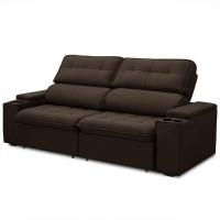 Sofá Retrátil Reclinável 3 Lugares 210Cm Ginevra F05 Veludo Azul - Mpozenato - 1