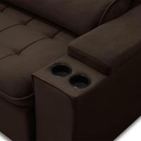 Sofá Retrátil Reclinável 3 Lugares 210Cm Ginevra F05 Veludo Azul - Mpozenato