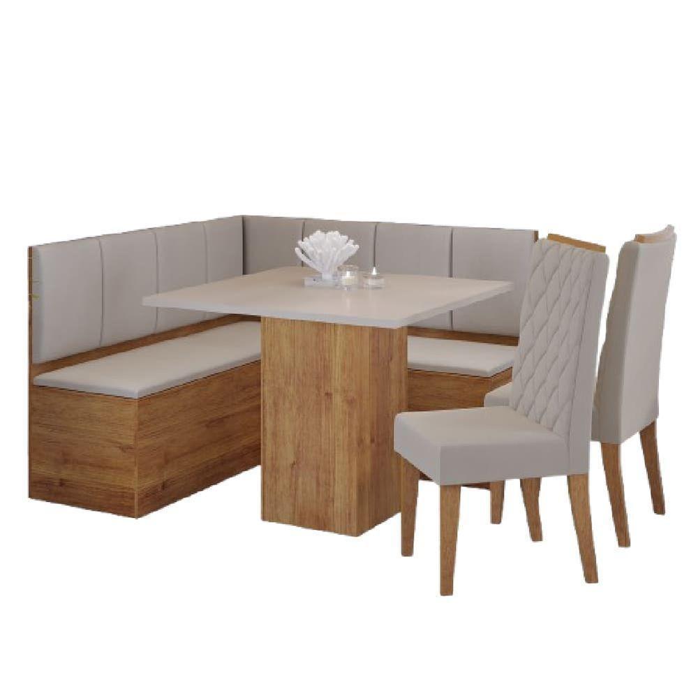 Conjunto Sala De Jantar Canto Alemão Com Baú Liebe Com Mesa Lord E 2 Cadeiras Bele Veludo Viero Madeirado - 1