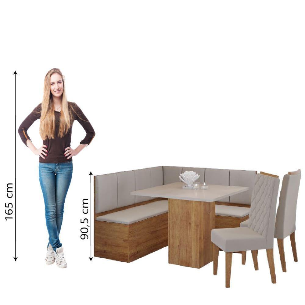 Conjunto Sala De Jantar Canto Alemão Com Baú Liebe Com Mesa Lord E 2 Cadeiras Bele Veludo Viero Madeirado - 6