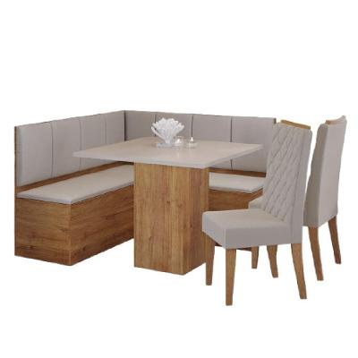 Conjunto Sala De Jantar Canto Alemão Com Baú Liebe Com Mesa Lord E 2 Cadeiras Bele Veludo Viero Madeirado