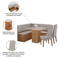 Conjunto Sala De Jantar Canto Alemão Com Baú Liebe Com Mesa Lord E 2 Cadeiras Bele Veludo Viero Madeirado - 5