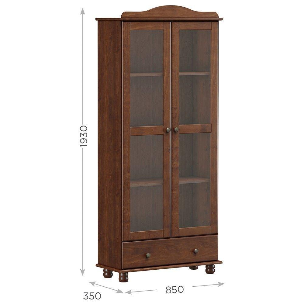 Cristaleira De Madeira 2 Portas De Vidro 1 Gaveta Rubia F07 Café - Mpozenato - 2