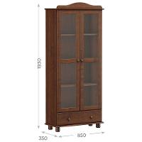 Cristaleira De Madeira 2 Portas De Vidro 1 Gaveta Rubia F07 Café - Mpozenato - 2