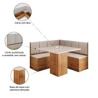 Conjunto Sala De Jantar Canto Alemão Com Baú Liebe Com Mesa Lord Veludo Viero Madeirado - 5