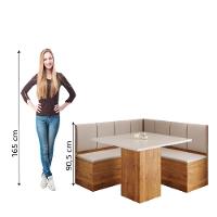 Conjunto Sala De Jantar Canto Alemão Com Baú Liebe Com Mesa Lord Veludo Viero Madeirado - 6