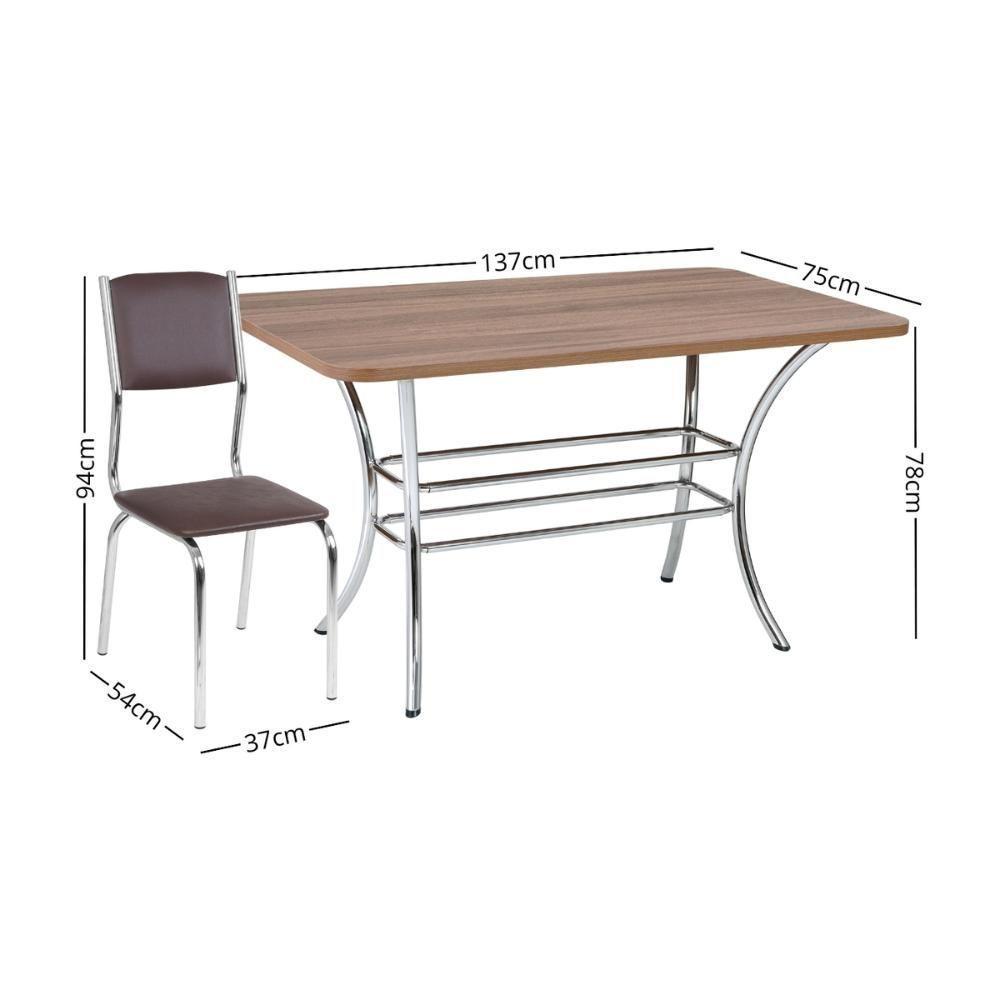 Conjunto Mesa De Jantar 137cm Com 6 Cadeiras Multimóveis Cr50139 Nogueira Marrom - 2