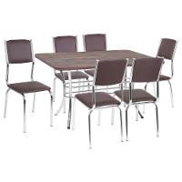 Conjunto Mesa De Jantar 137cm Com 6 Cadeiras Multimóveis Cr50139 Nogueira Marrom - 1