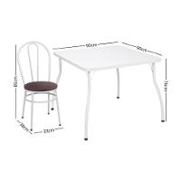Conjunto Mesa De Jantar 90cm Com 4 Cadeiras Multimóveis Cr50133 Branco Marrom - 2