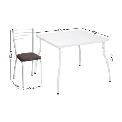 Conjunto Mesa De Jantar 90cm Com 4 Cadeiras Multimóveis Cr50134 Branco Marrom