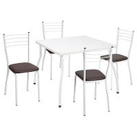Conjunto Mesa De Jantar 90cm Com 4 Cadeiras Multimóveis Cr50134 Branco Marrom - 1