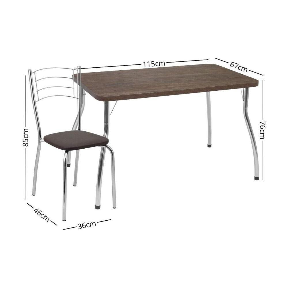 Conjunto Mesa De Jantar 115cm Com 6 Cadeiras Multimóveis Cr50143 Marrom - 2