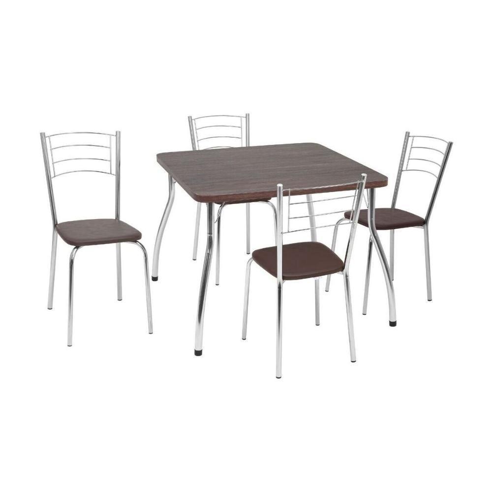 Conjunto Mesa De Jantar 90cm Com 4 Cadeiras Multimóveis Cr50142 Marrom - 1