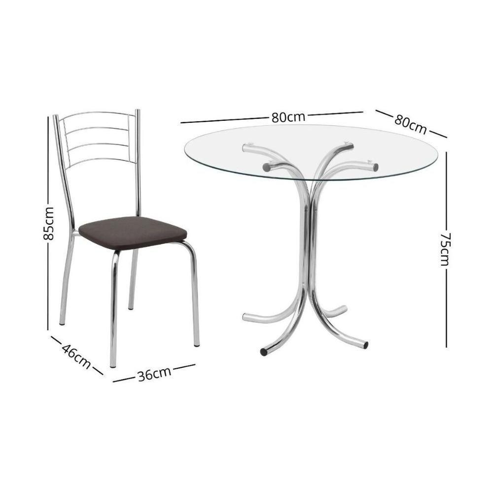 Conjunto Mesa De Jantar Redonda Com Vidro 80cm Com 4 Cadeiras Multimóveis Cr50138 Marrom - 4