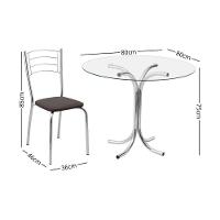 Conjunto Mesa De Jantar Redonda Com Vidro 80cm Com 4 Cadeiras Multimóveis Cr50138 Marrom - 4
