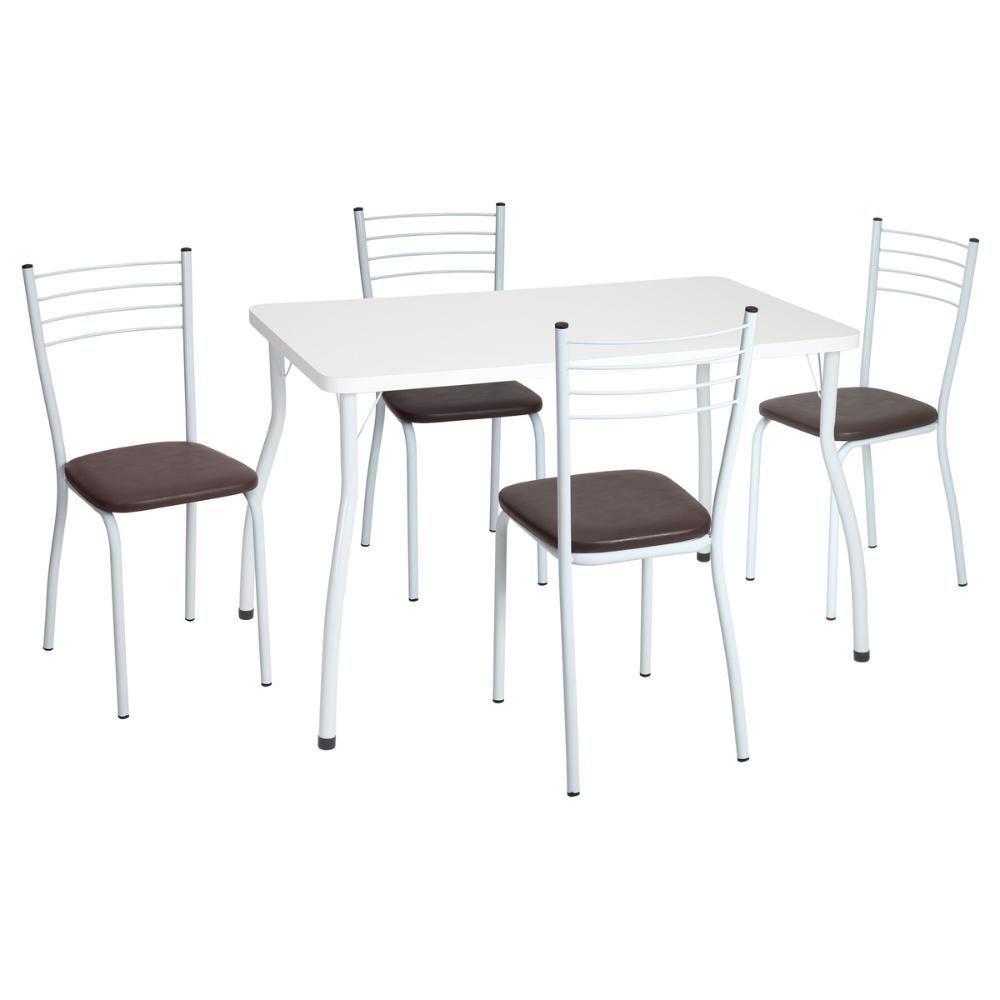 Conjunto Mesa De Jantar 115cm Com 6 Cadeiras Multimóveis Cr50137 Branco Marrom - 3