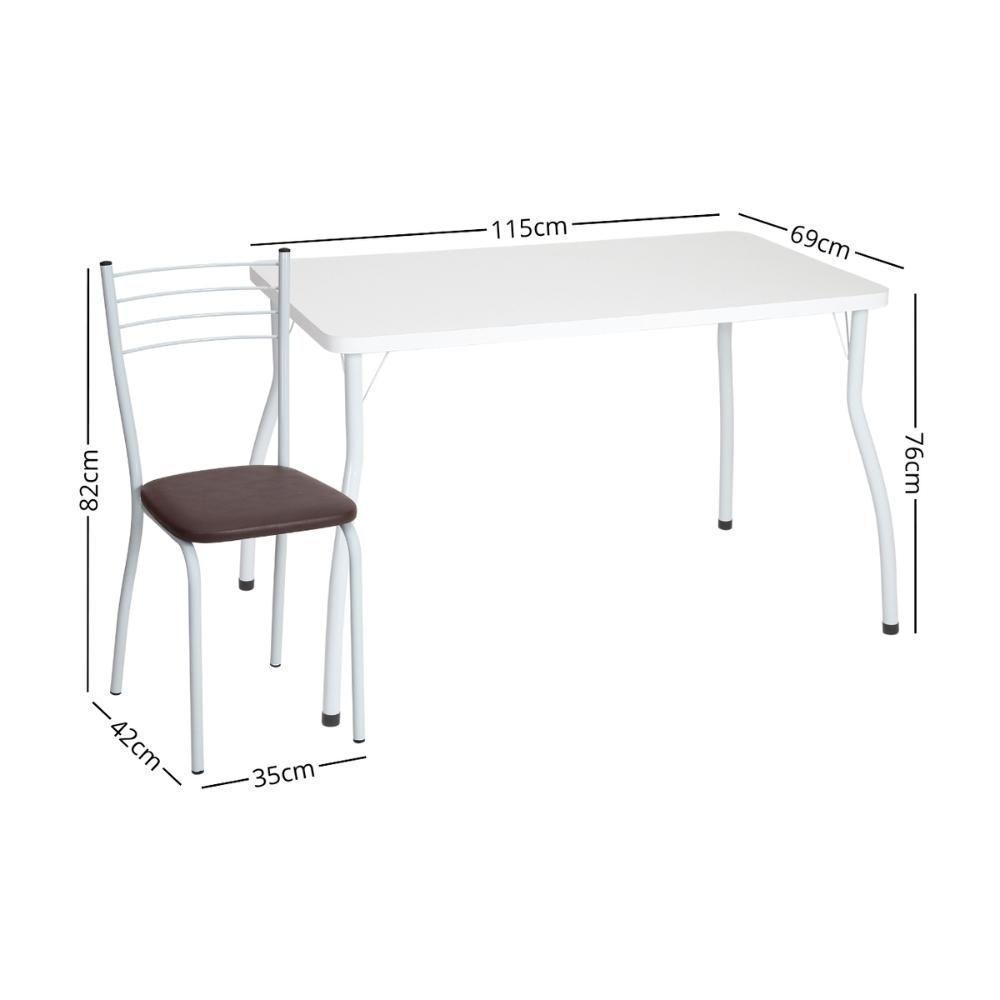Conjunto Mesa De Jantar 115cm Com 6 Cadeiras Multimóveis Cr50137 Branco Marrom - 4