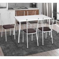 Conjunto Mesa De Jantar 115cm Com 6 Cadeiras Multimóveis Cr50137 Branco Marrom - 1