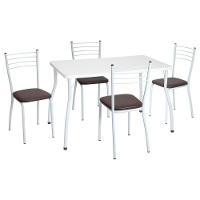 Conjunto Mesa De Jantar 115cm Com 6 Cadeiras Multimóveis Cr50137 Branco Marrom - 3
