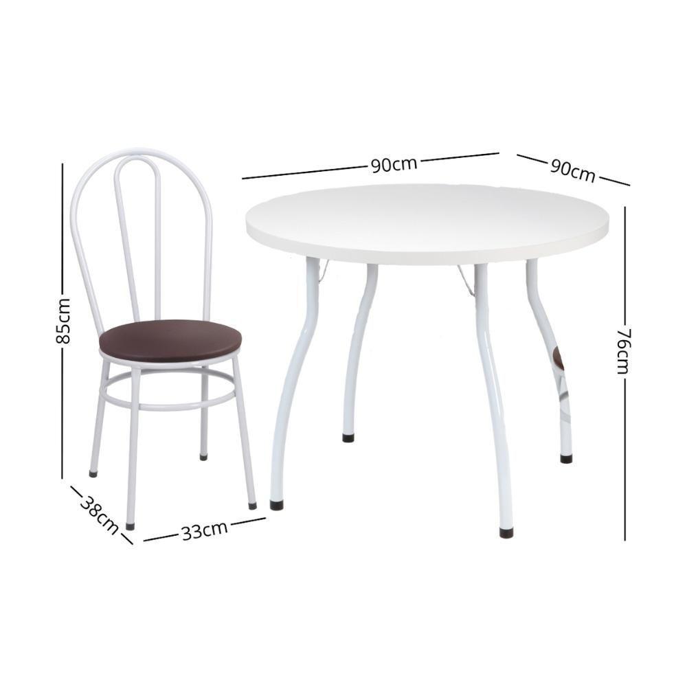 Conjunto Mesa De Jantar Redonda 90cm Com 4 Cadeiras Multimóveis Cr50135 Branco Marrom - 2